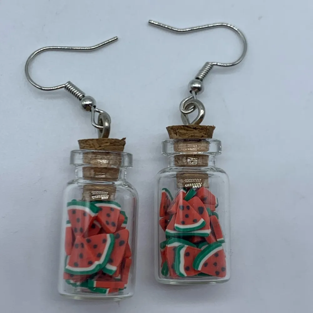 NEW Watermelon slices in mason jar fashion earring - Image 2