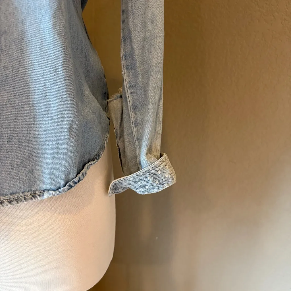 Zara Light Blue Denim Top Medium - Image 2