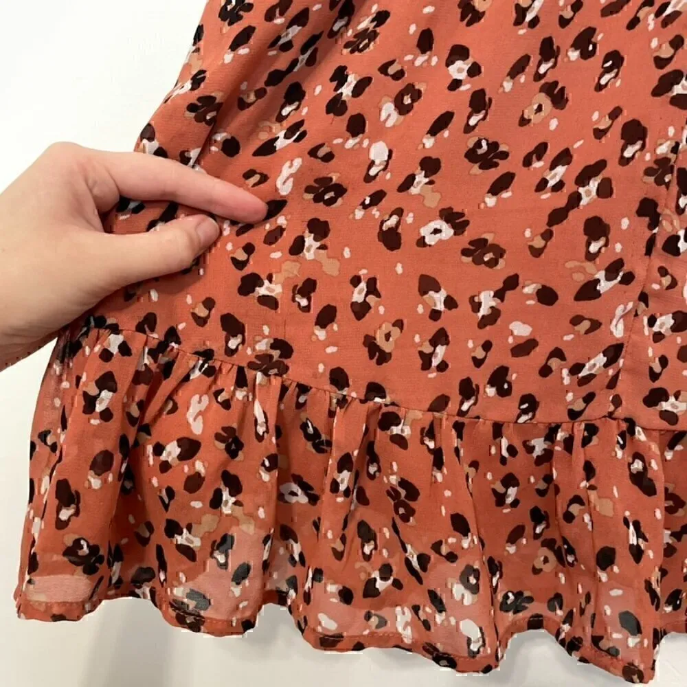 SIENNA SKY Rose Pink Navy ish Cheetah Leopard Animal On / Off the Shoulder Dress - Image 15