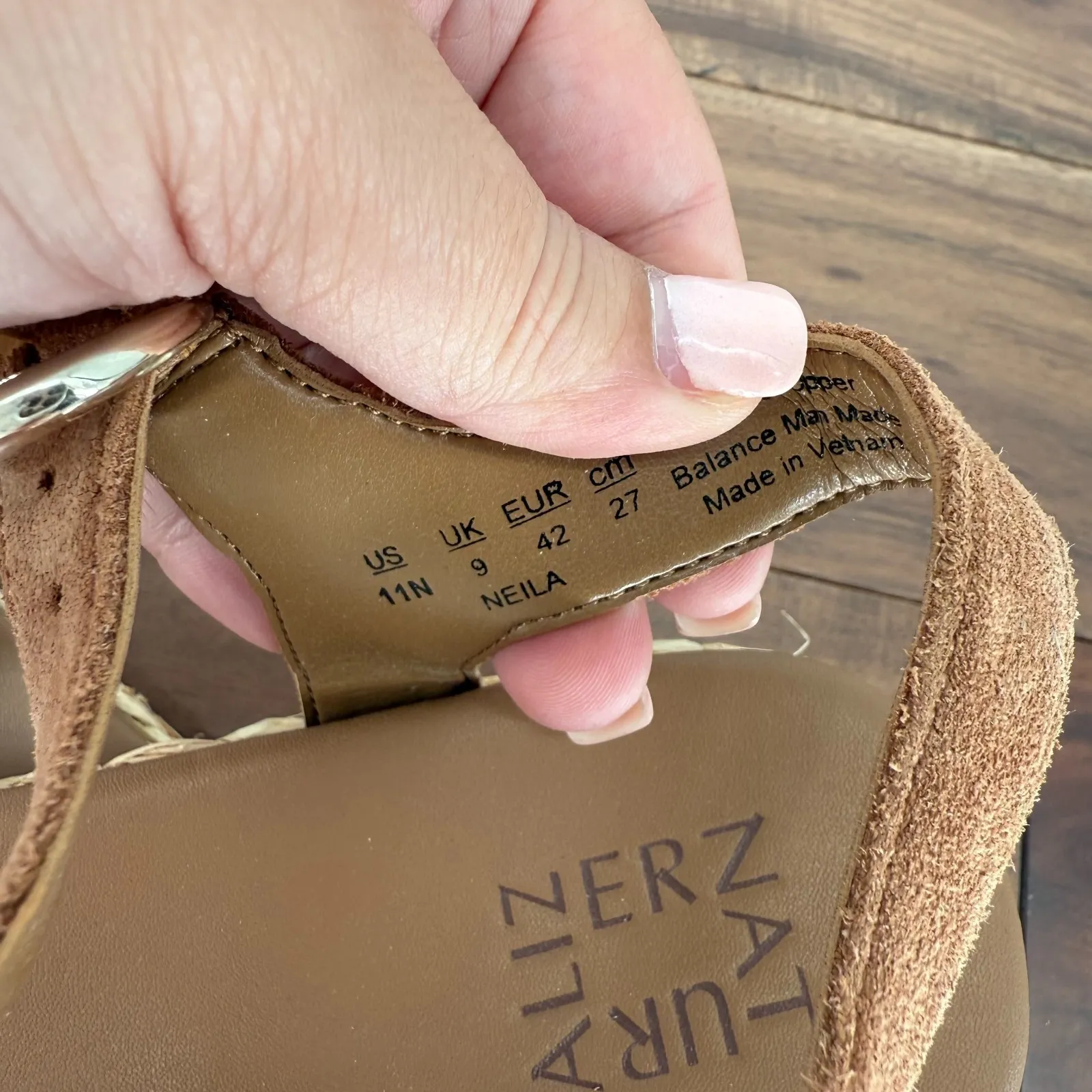 Naturalizer Sandals Womens Size 11 N Tea Brown Leather Neila Ankle Strap Braided - Image 7