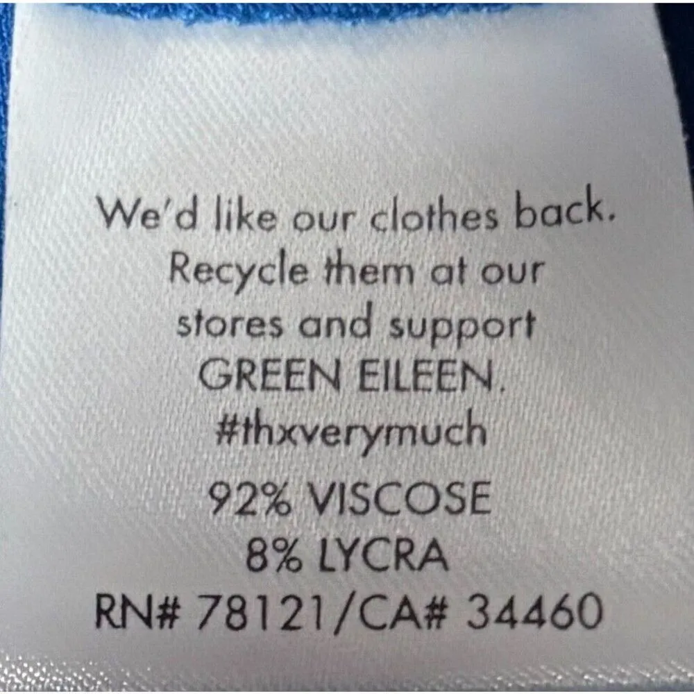 Eileen Fisher Tunic Top Size Medium Blue 3/4 Sleeves Preppy Classic Quiet Luxury - Image 7