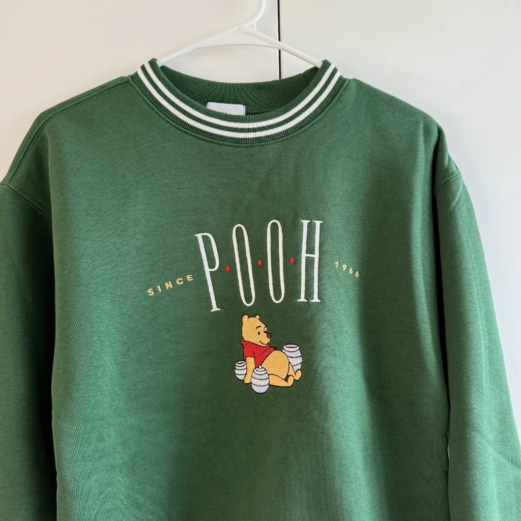 NEW Disney Parks Winnie the Pooh Green Pullover Sweater Adult Sz XS - Image 2