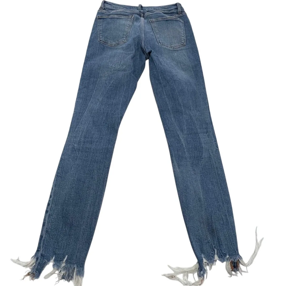 Zara Woman Jeans Womens 2 Blue Distressed‎ Frayed Hem Premium Denim High Rise - Image 2