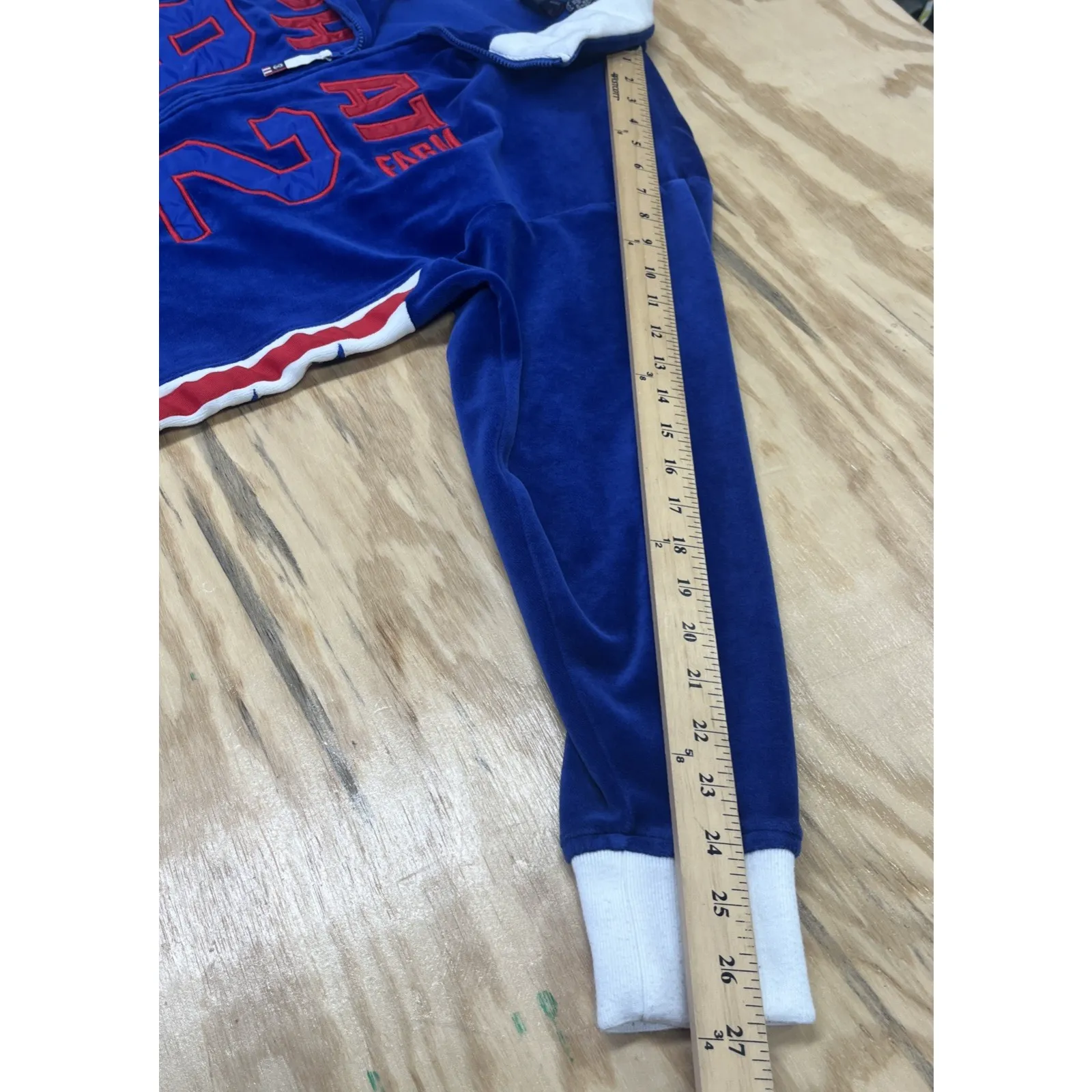 Vintage Phat Farm Velour Jacket Y2K 90s Hip Hop Retro Zip Blue Womens Large - Image 14