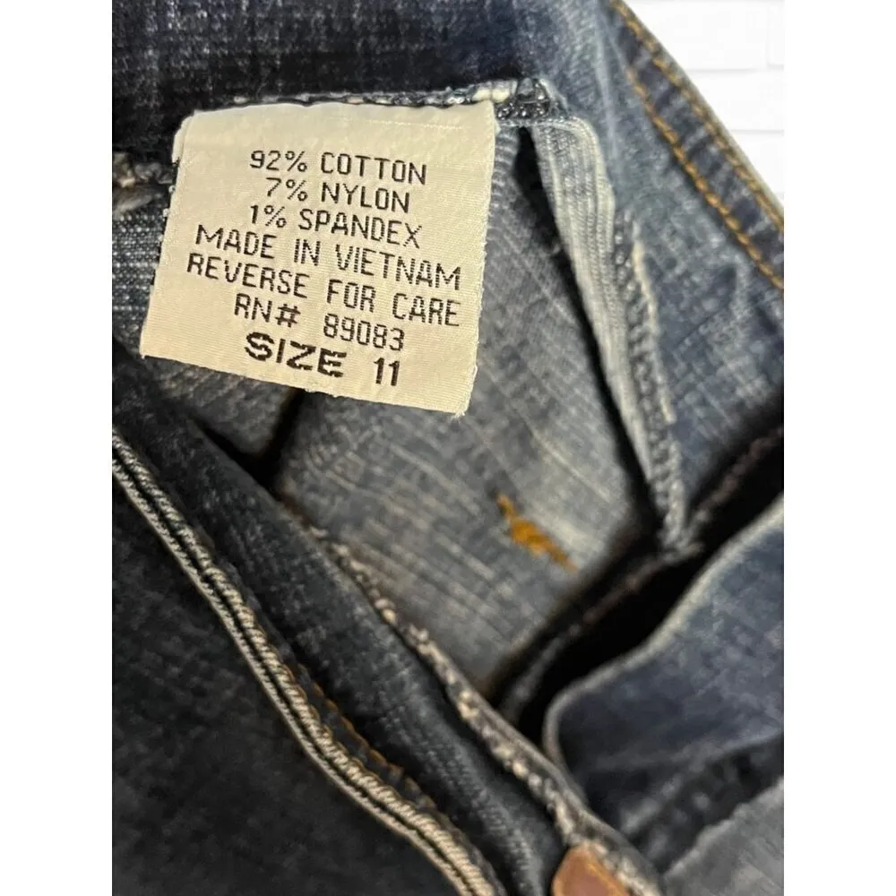 L.E.I Junior's Size 11 Y2K Cut Off Jean Shorts Distressed Denim‎ Pocketless Back - Image 6