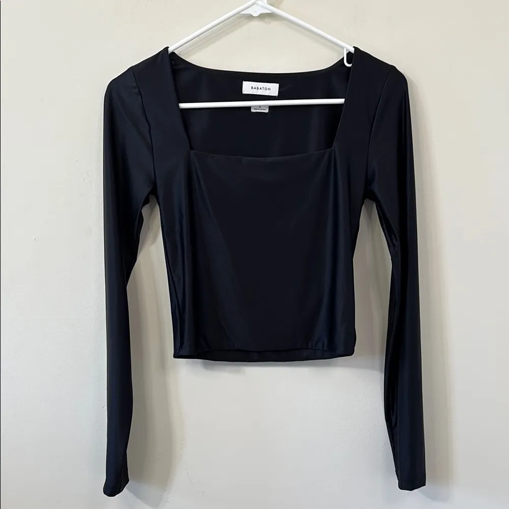 Aritzia Babaton Contour Squareneck Longsleeve Black Size Small - Image 3