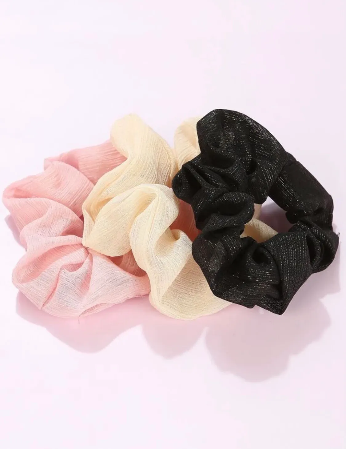 NIP Fantastic Set Of Six Hair Scrunchies Floral & Textured Solid - Image 3