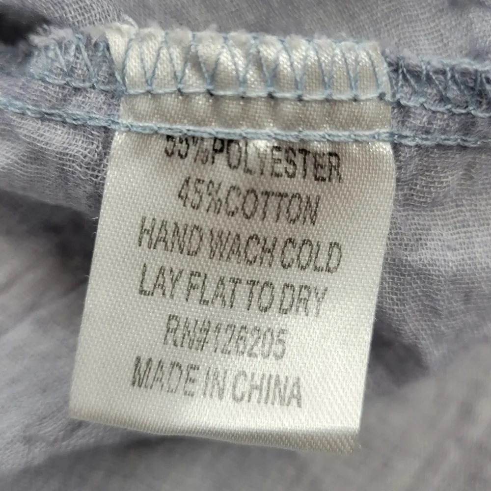 Just Living Womens Tank Shirt Sz S Blue Chambray Button Down Collared Sleeveless - Image 4