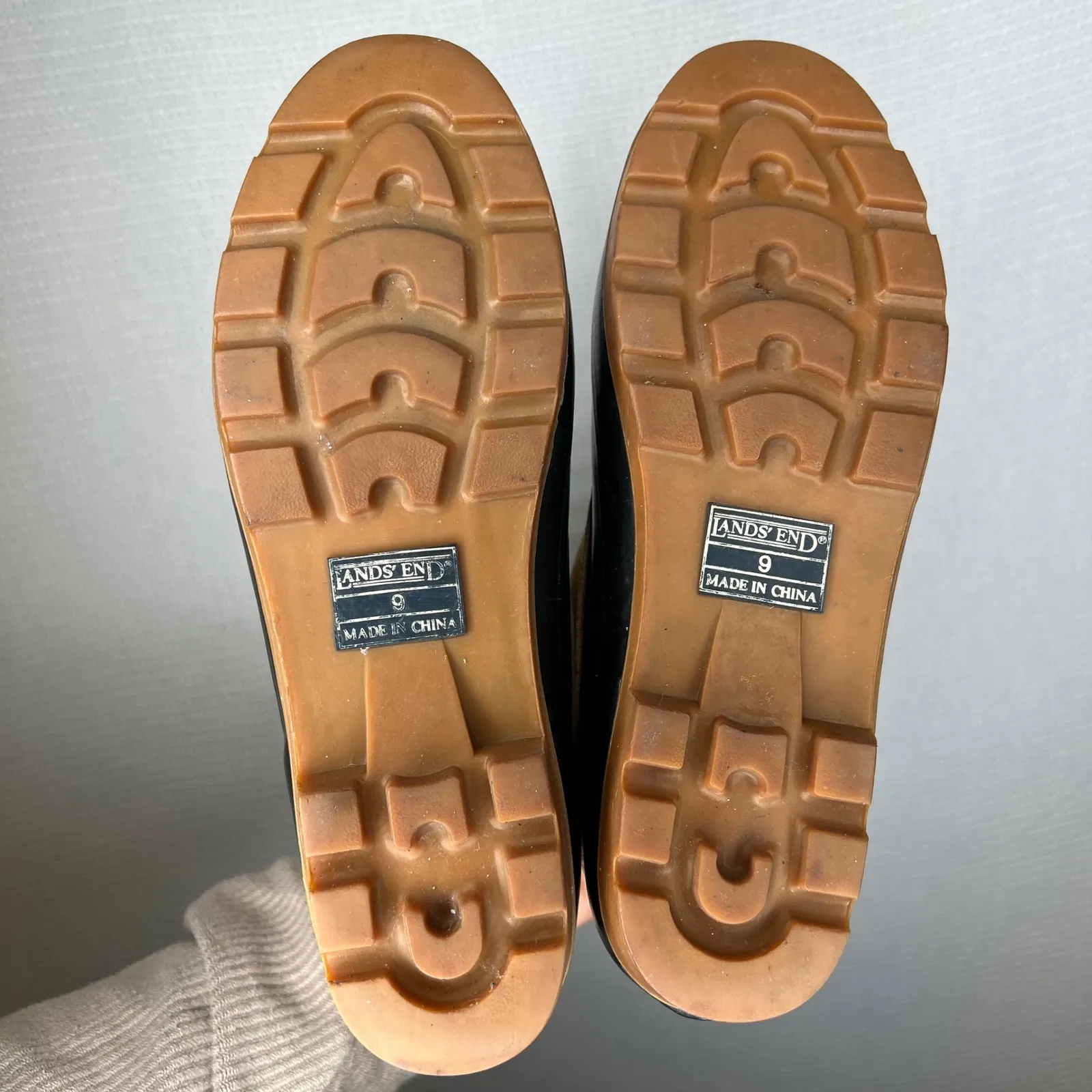 Lands End Duck Boots Women Size 9 Tan Black Waterproof Lace Up Ankle - Image 4