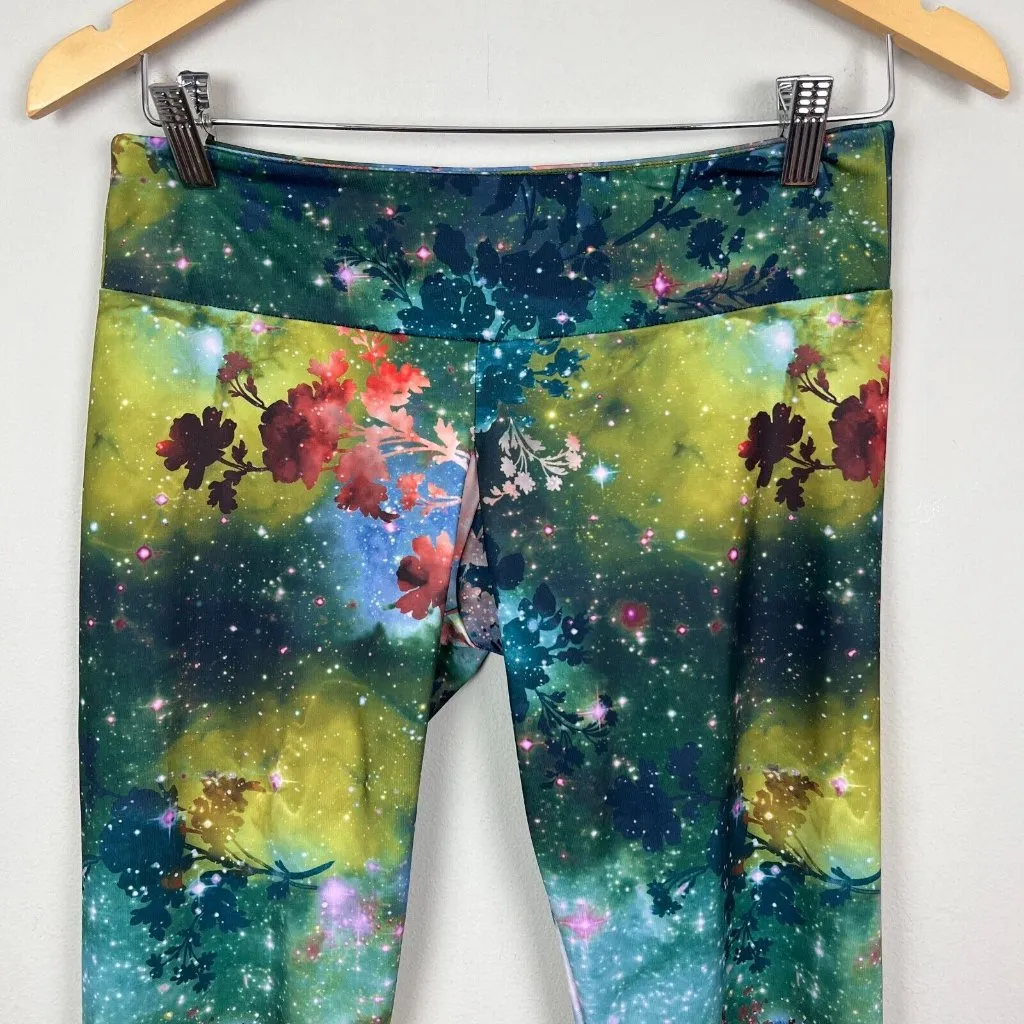 Onzie Leggings‎ Womens Medium Large Charlie Colorful Floral Nature Galaxy Print - Image 4