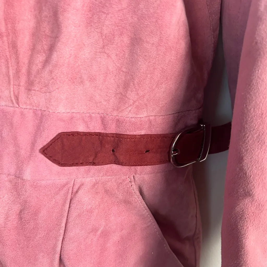 Vintage pink suede boiler suit size large READ - Image 3