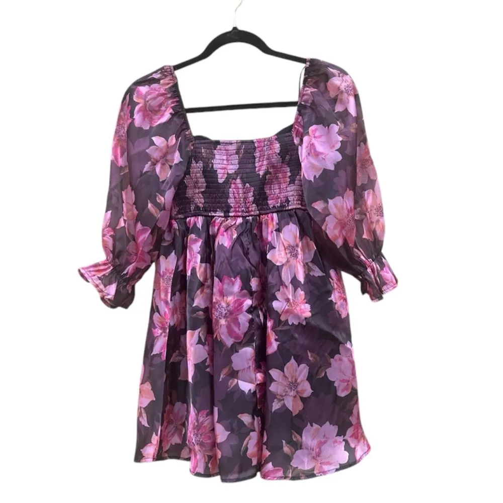 Thirty/Thirty LA  Floral Print Organza Puff Mini Dress Small NWT - Image 2