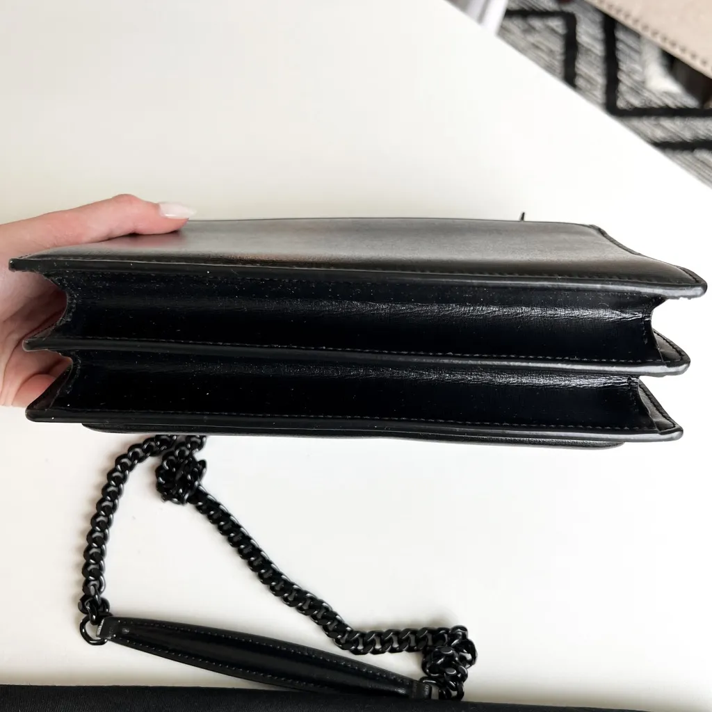 New YSL Saint Laurent Sunset Medium Monogram Crossbody Bag in All Black - Image 7