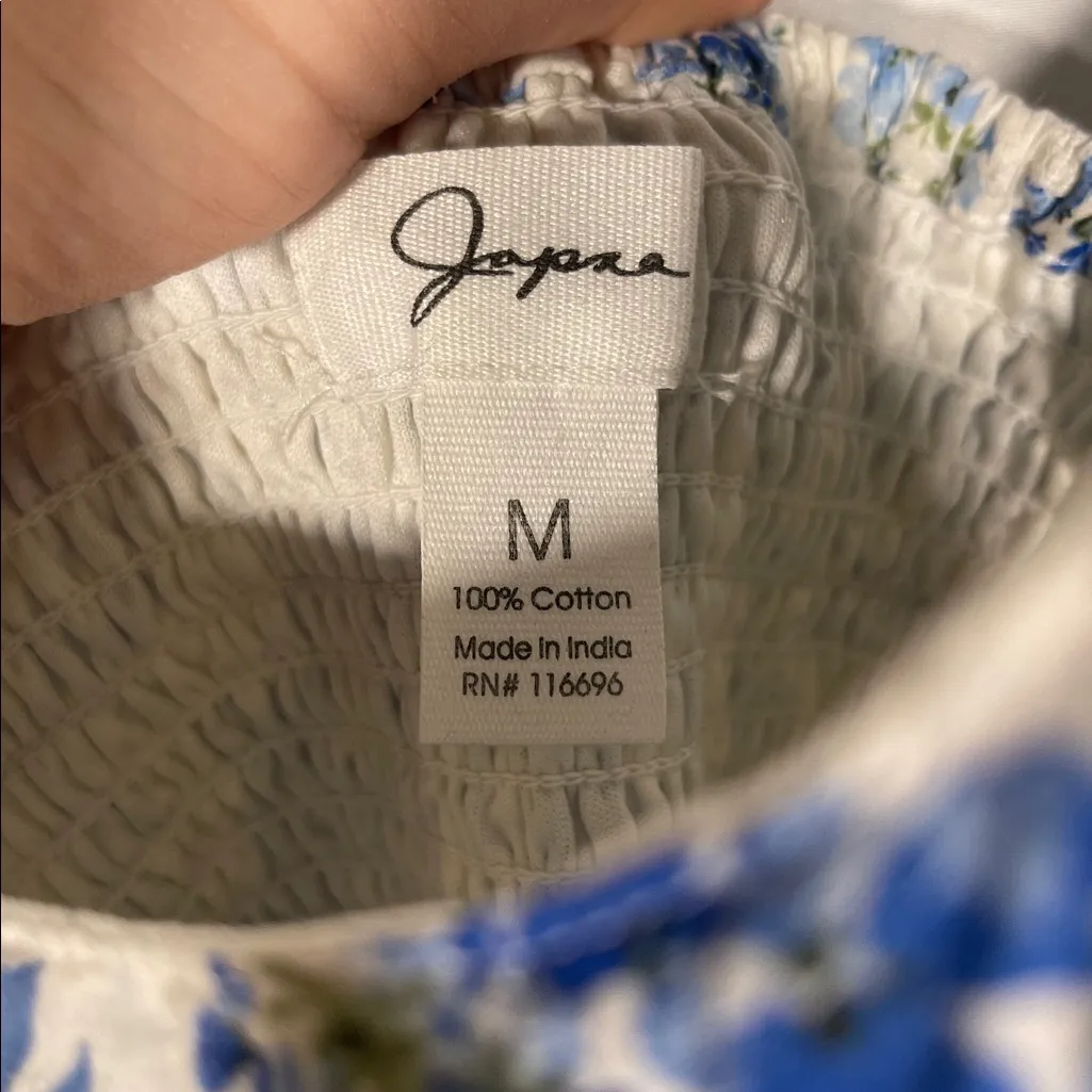 JAPNA WOMENS BLUE FLORAL EYELET MINI DRESS MEDIUM - Image 3