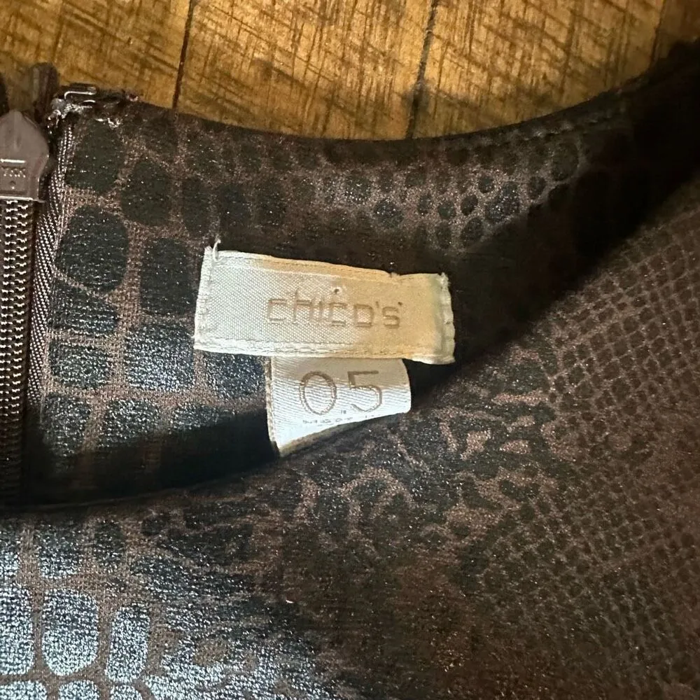 Chico’s brown faux snakeskin cap sleeve knee length dress - Image 2