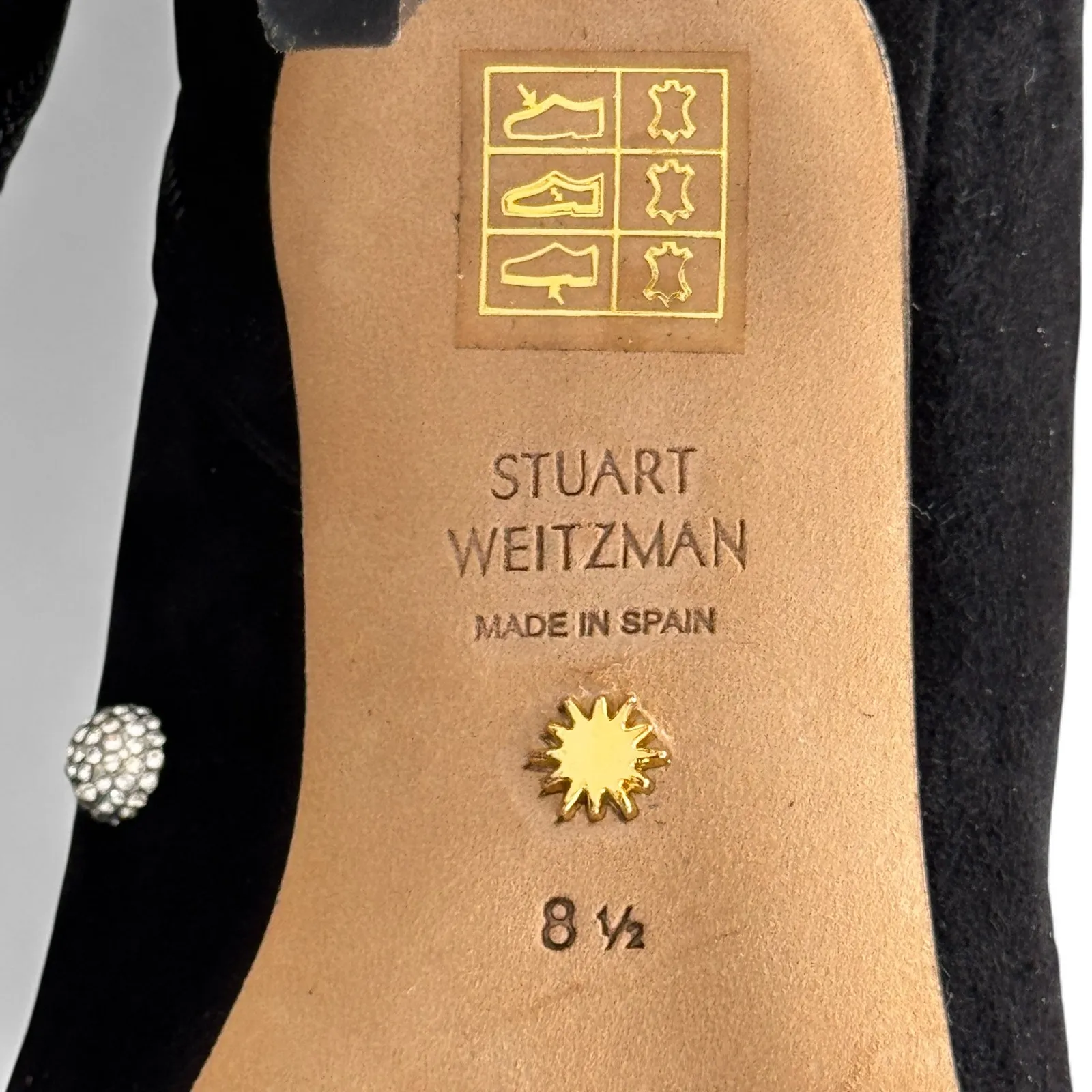 Stuart Weitzman Carine Crystal Rhinestone Heel‎ Booties Black Size 8.5 - Image 8