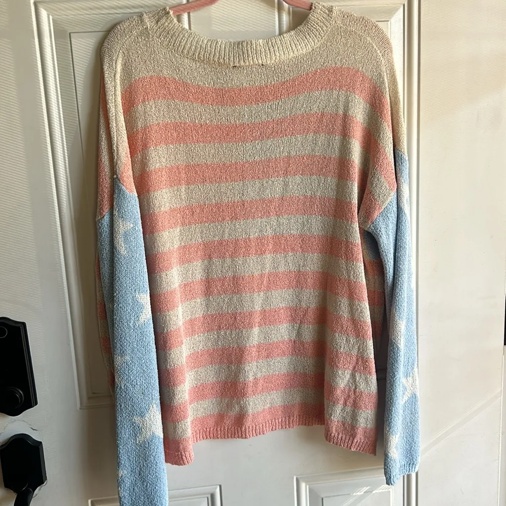 Vici American Flag Sweater - Blue, White, and Pink - Image 5