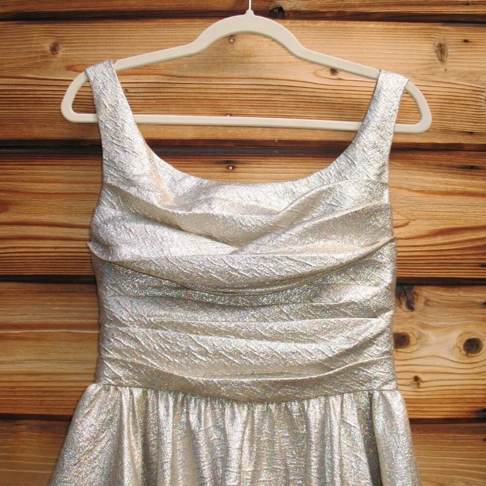 MAC DUGGAL 68350 Gold Square Neck Sleeveless A Line Dress - Image 9