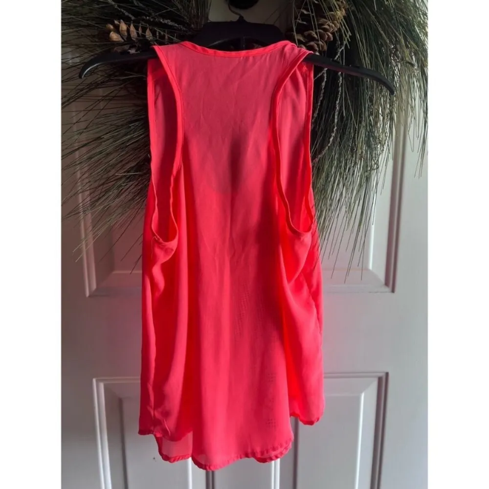 Bright hot Pink Sheer Tribal Aztec racer back Embellished Tank Top Size Medium - Image 4