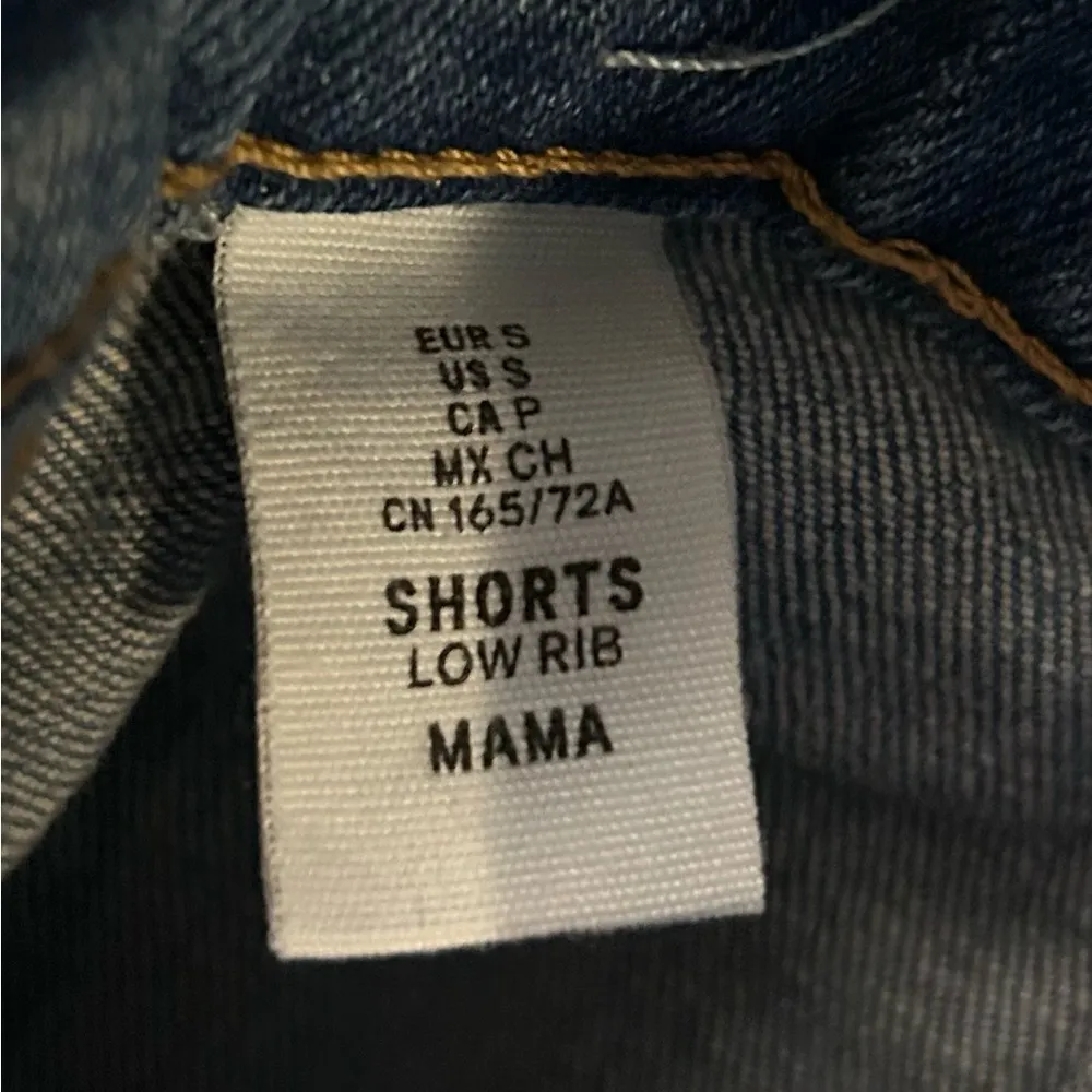 Blue Jean Shorts with Stretchy Waistband and Cuffed Hem Small low rib H&M mama - Image 4
