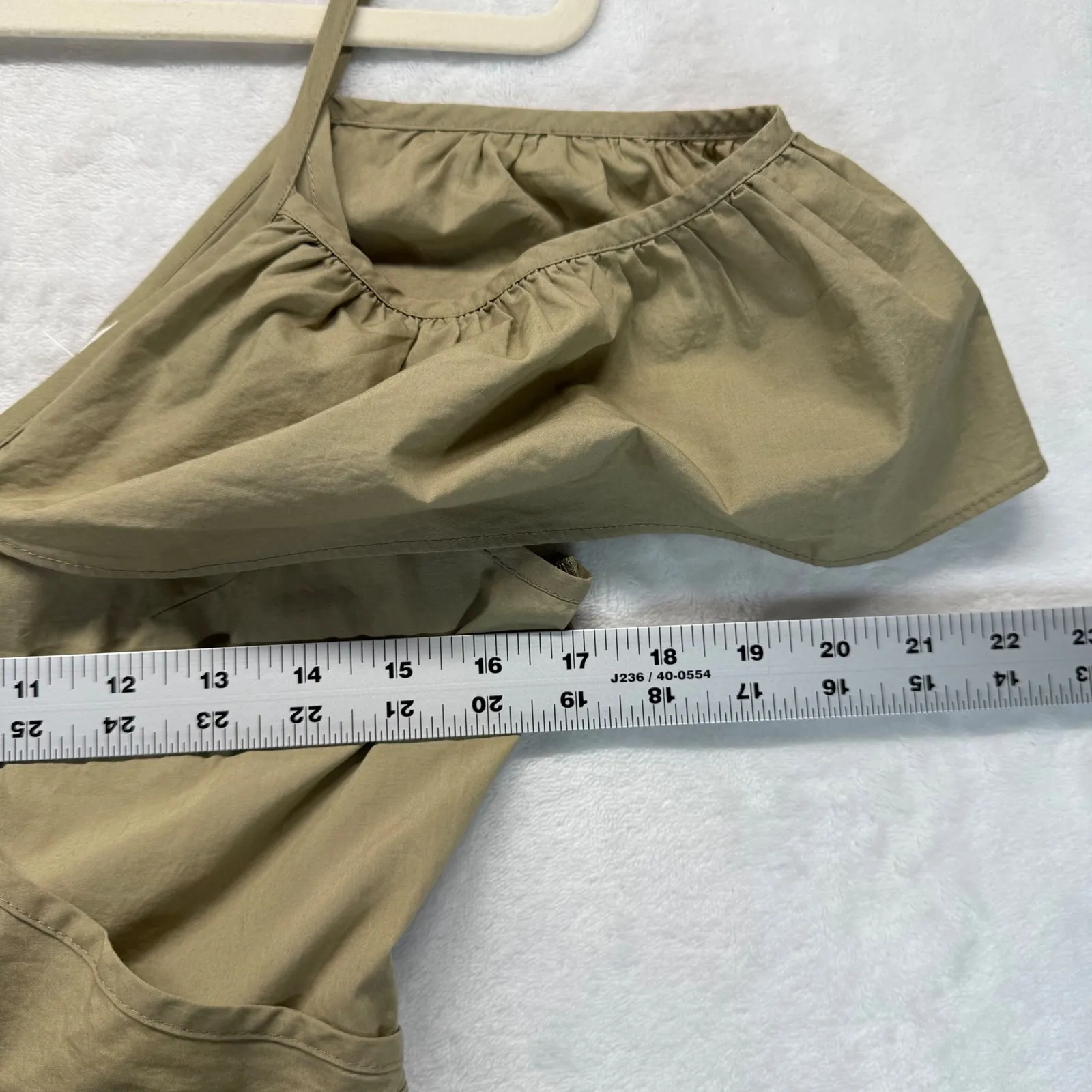 Madewell Cotton Dress Off Shoulder‎ Khaki Green Casual Mini Dress Size 6 - Image 2