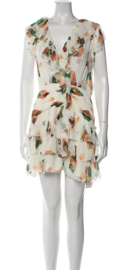 Ulla Johnson Zina Mini Dress Size Medium 100% Silk Floral Aurora Print Chiffon - Image 1