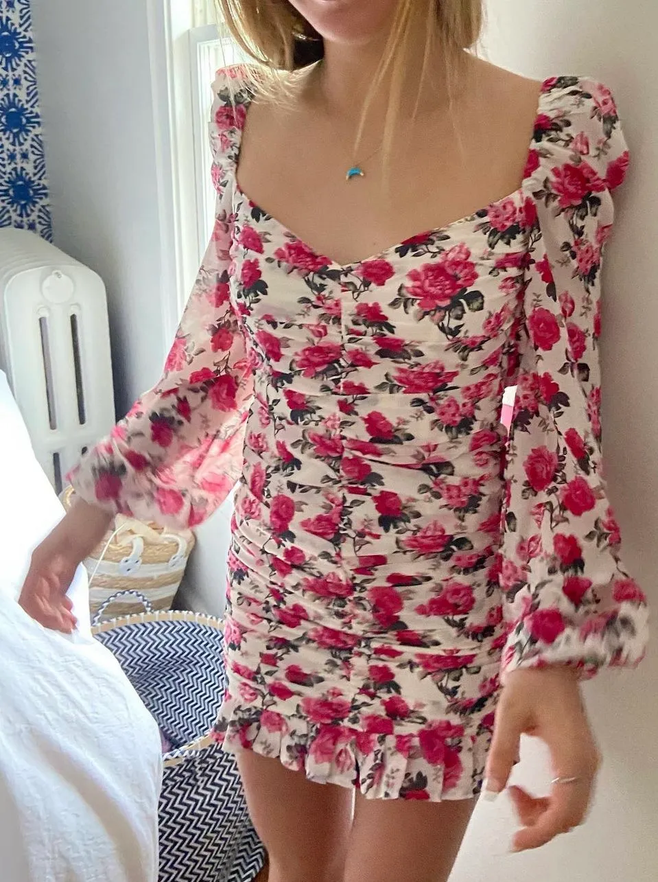 Marie Ruched Dress Floral - Image 4