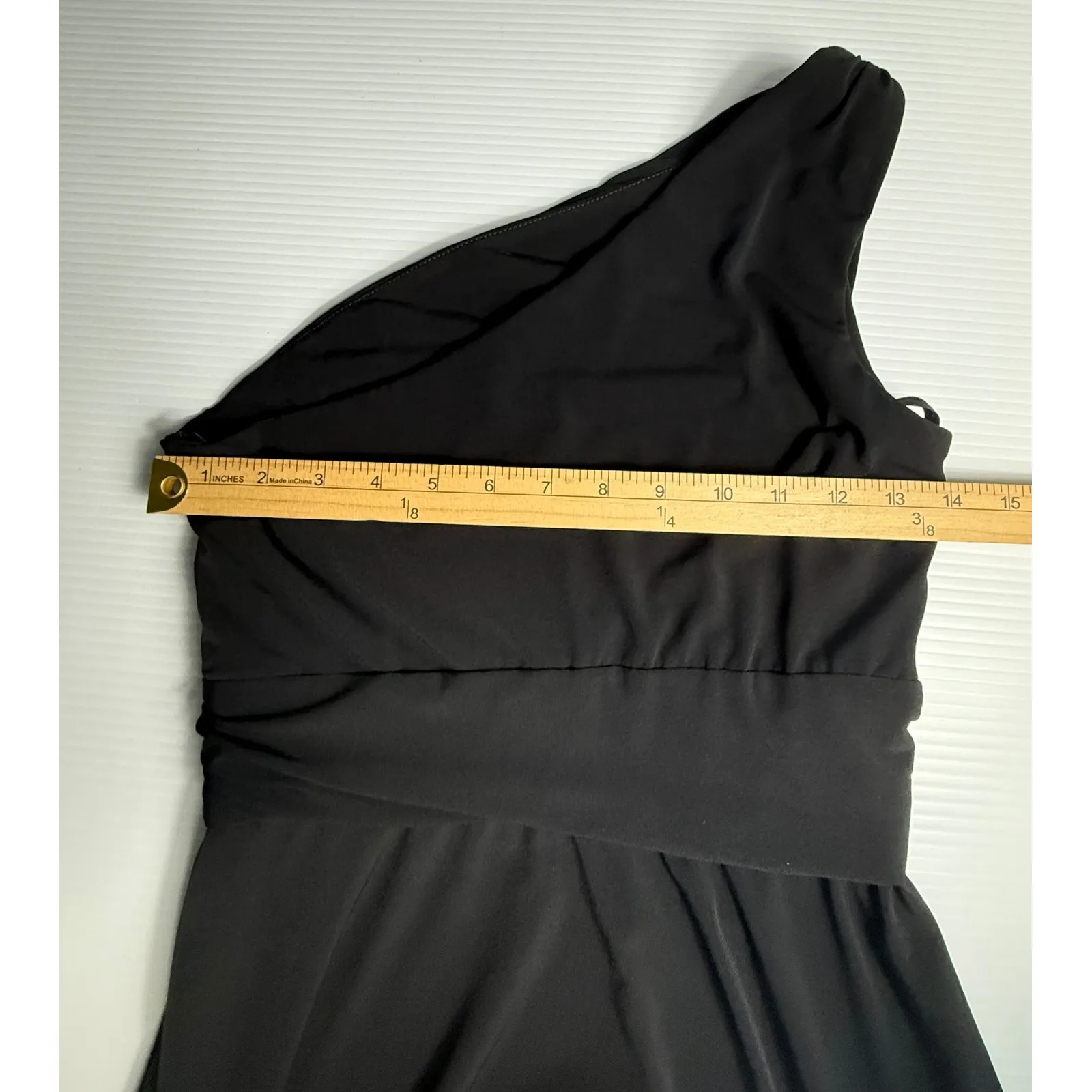 Amsale Black One Shoulder‎ Dress Cocktail Party Evening Event Size 4 - Image 3