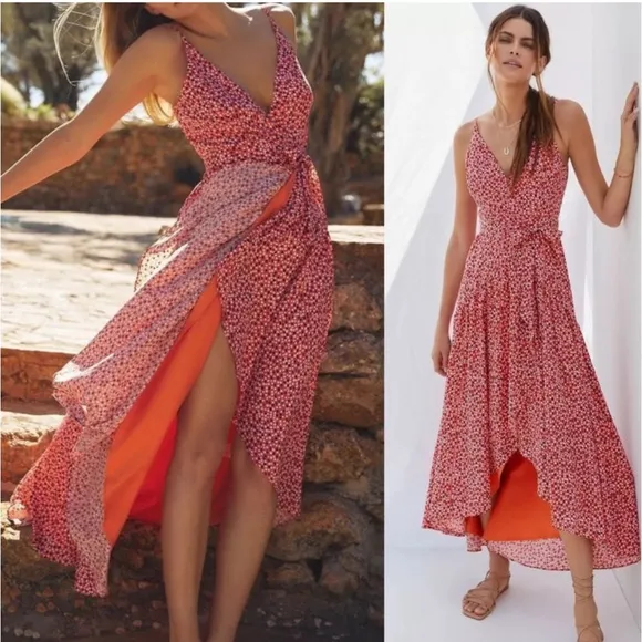 NWT  Hutch Polka Dot Flutter High Low V-Neck Wrap dress - Image 2