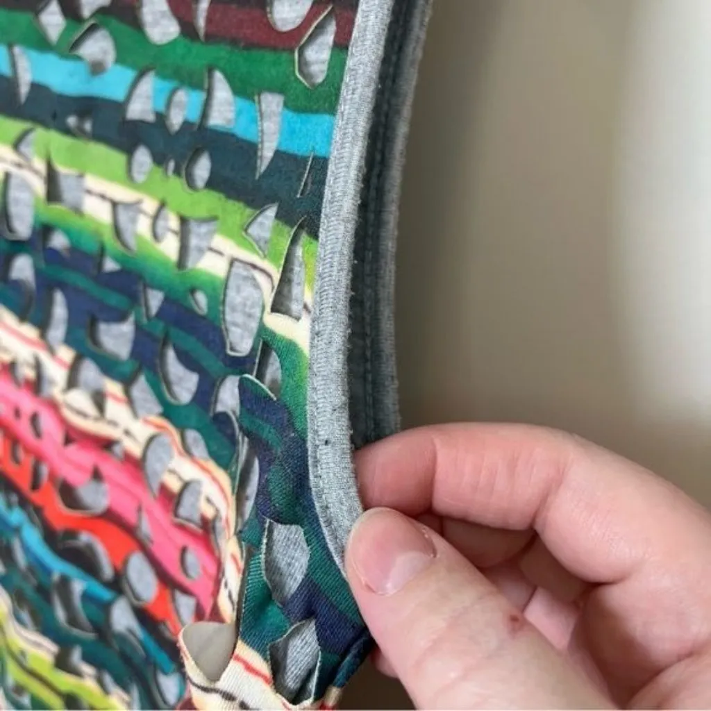 Desigual multicolor rainbow phoenix laser cutout pull over shift dress XS - Image 7