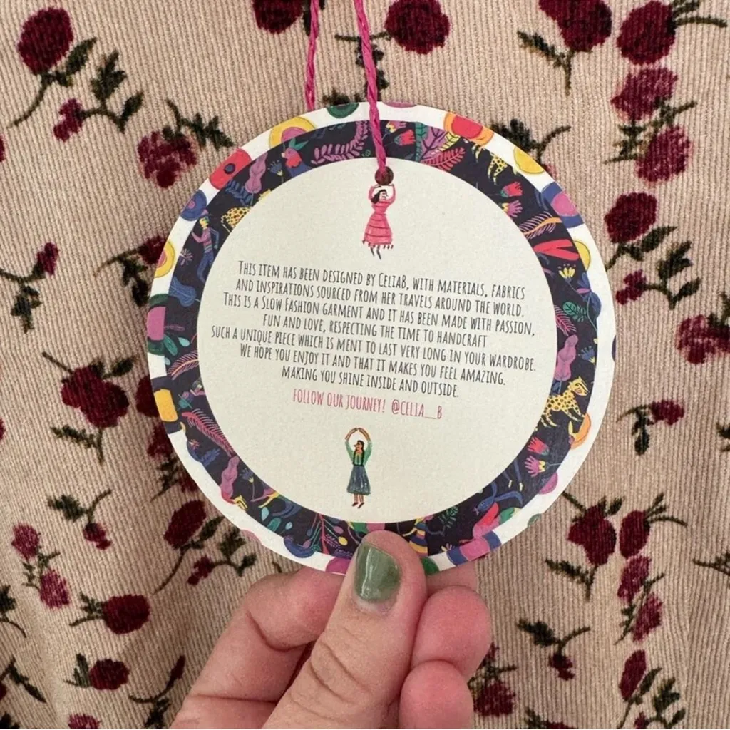 Celia B Alder White Corduroy Mini Floral Rose Ruffle Puff Sleeve Dress S - Image 6