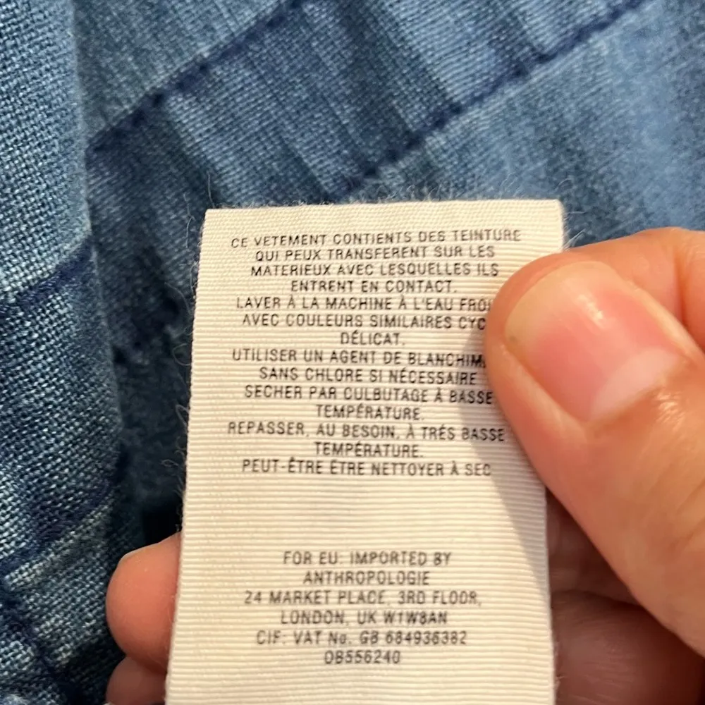 Anthropologie Hei Hei Blue Linen/Cotton Blend High Plains Open Front Jacket Sz.L - Image 5