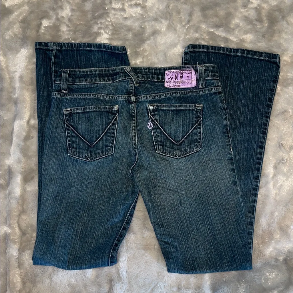 Volcom x Beauty Bar Flare Jeans | Size 5 | Dark Wash | Y2K Streetwear - Image 13