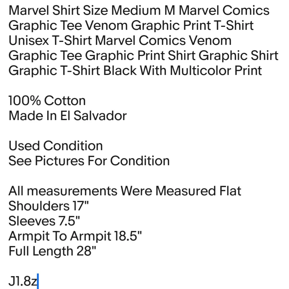Shirt Size Medium M Marvel Comics Graphic Tee Venom Graphic Print T-Shirt Unisex T-Shirt - Image 2