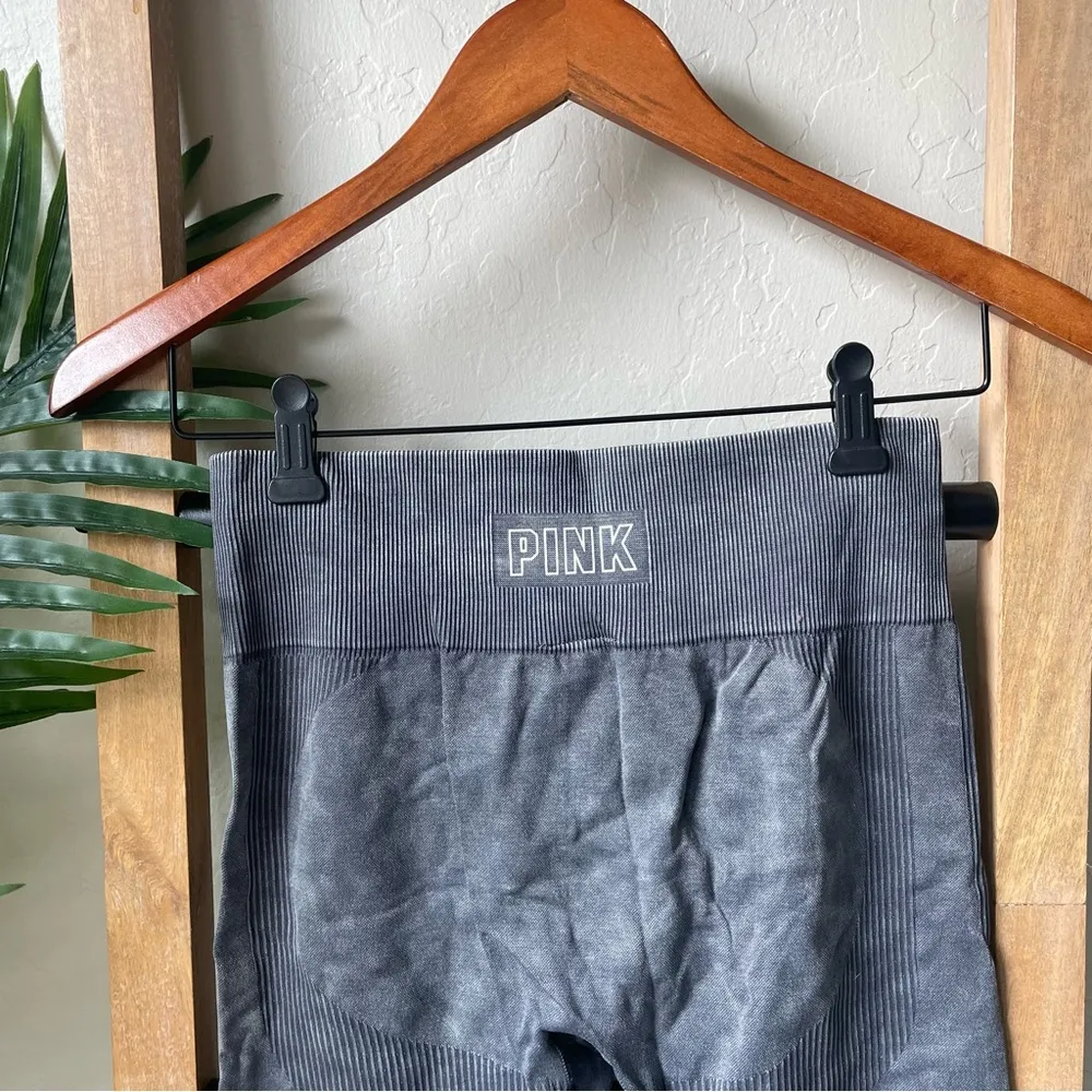 Victoria Secret PINK Rich Acid Wash Grey Seamless Workout Yoga Legging Pants - Image 8