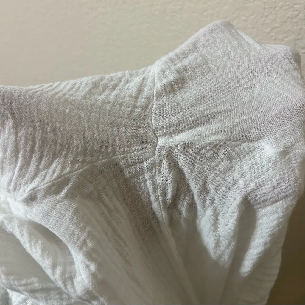 Bryn Walker Cotton Gauze Ruched Leg Cropped Pants in White - Size XL - Image 7