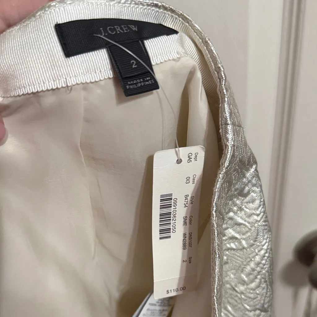 💖 NWT J. Crew Origami Metallic Matelasse Faux Wrap Mini Skirt - Image 4