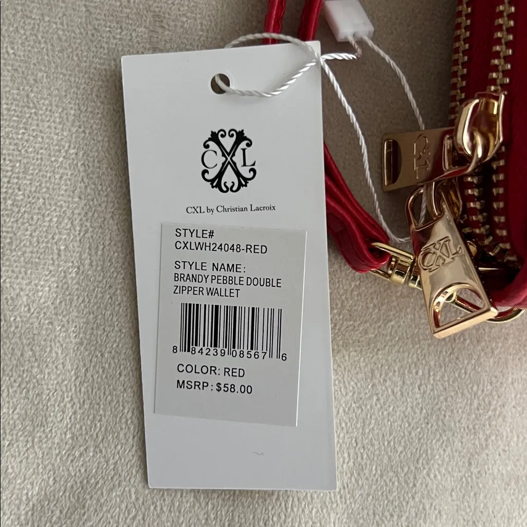 ❤️ Christian Lacroix Red Pebbled Leather Wristlet Wallet ❤️ - Image 3