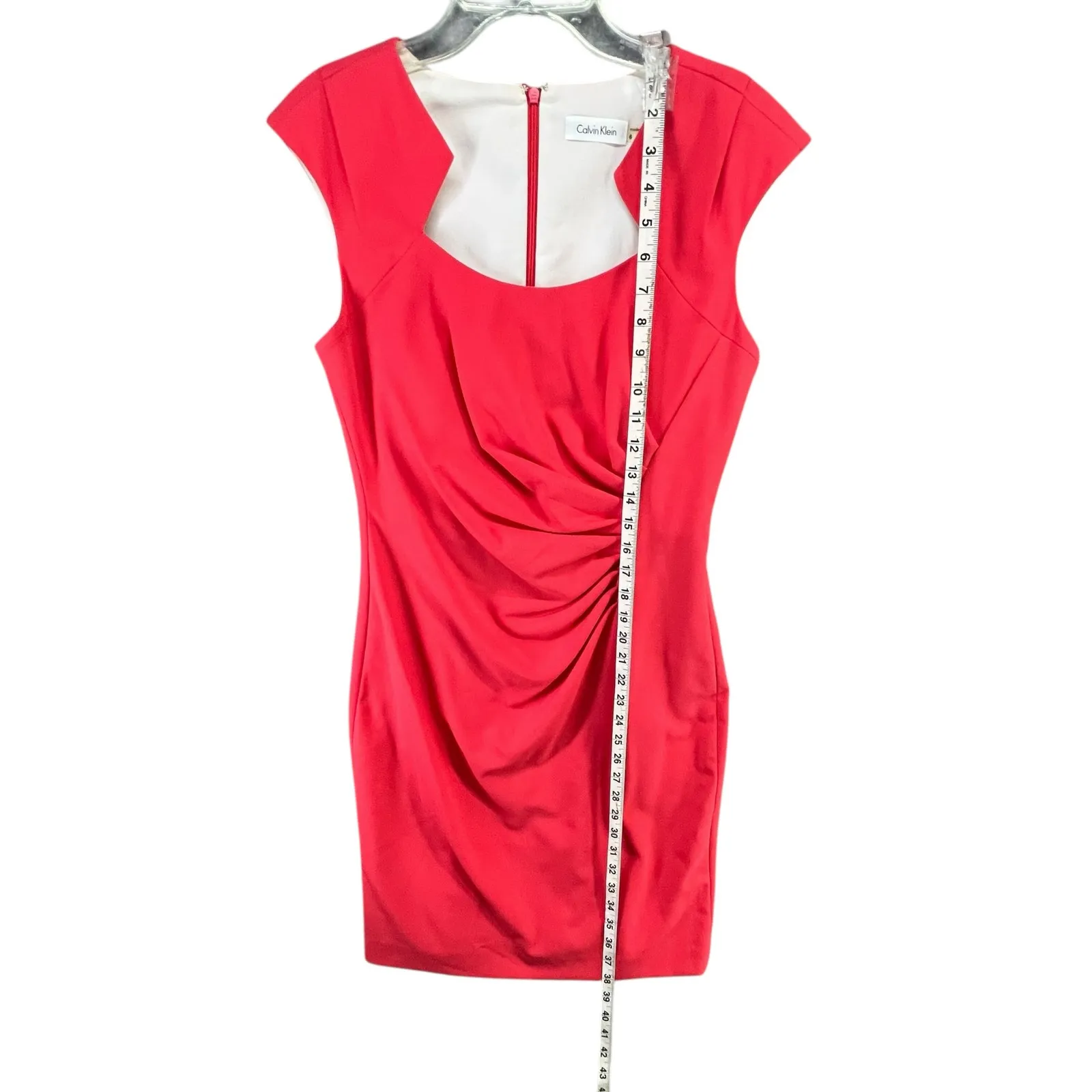 Calvin Klein Sheath Dress Womens 6 Red Orange Horseshoe Neck Lined Career Office - Image 10