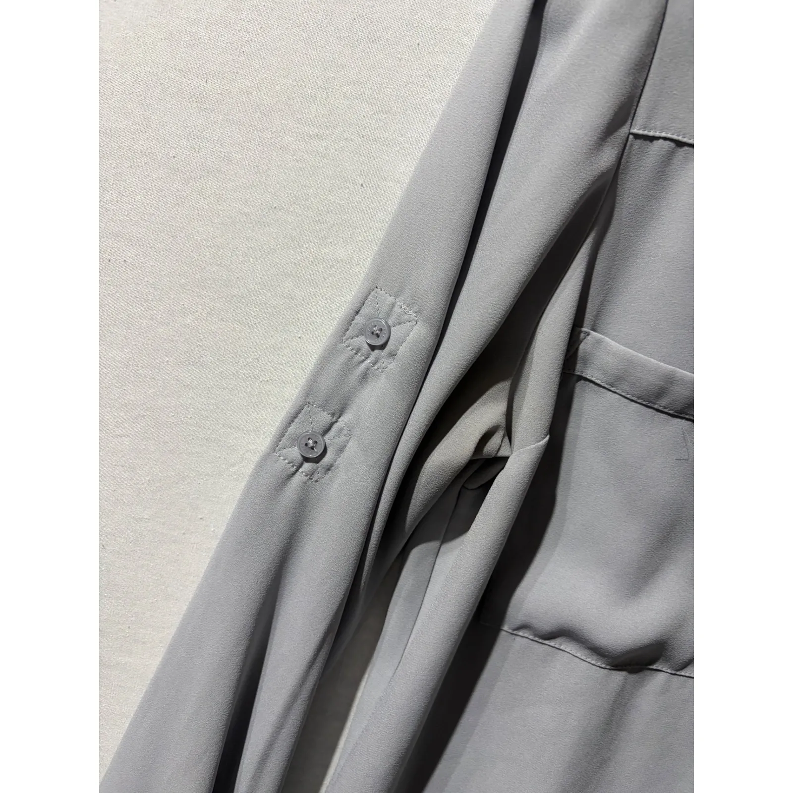 Express The Portofino Shirt Slim Fit Long Sleeve Button Up Gray Women's M - Image 5