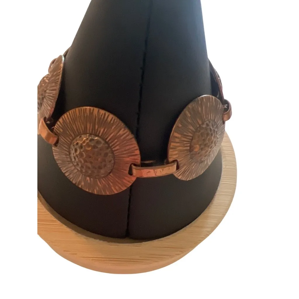 Vintage Copper Sunburst Sunflower Design Bracelet Articulated Hook Clasp 6.75" - Image 3