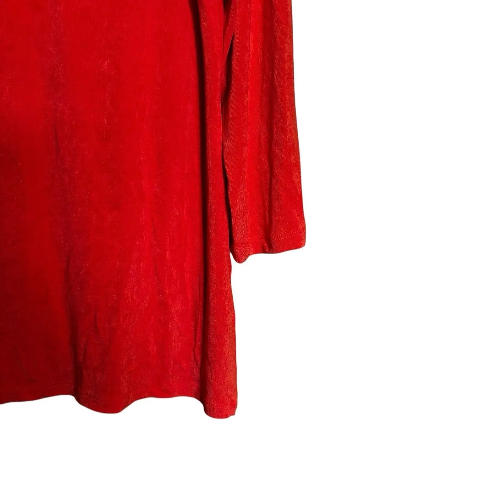 Chicos Travelers Top Women Medium 1 Red Slinky Stretch Crisscross Neck Blouse - Image 5