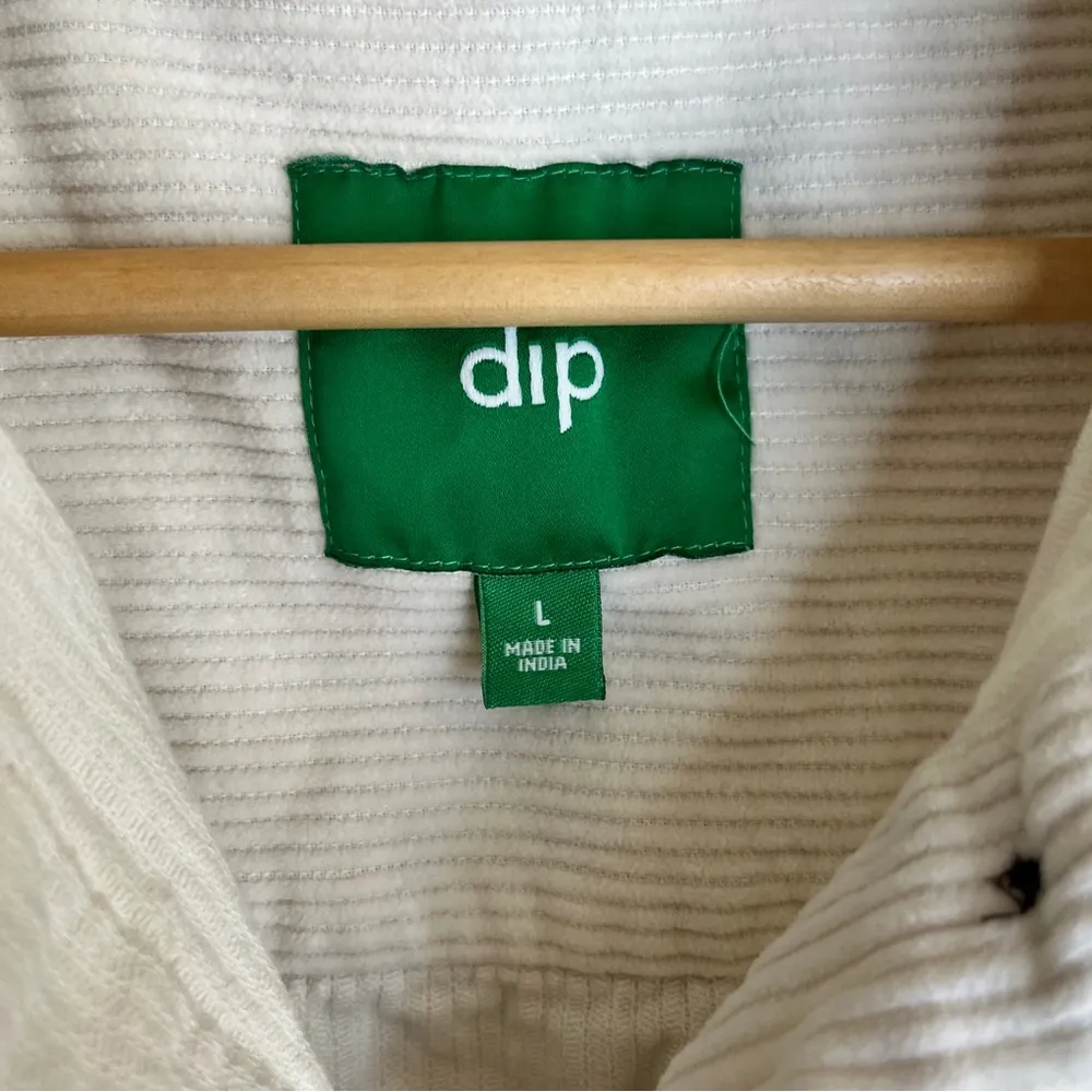 Dip white corduroy button front jacket shirt shacket women’s size large collared - Image 4