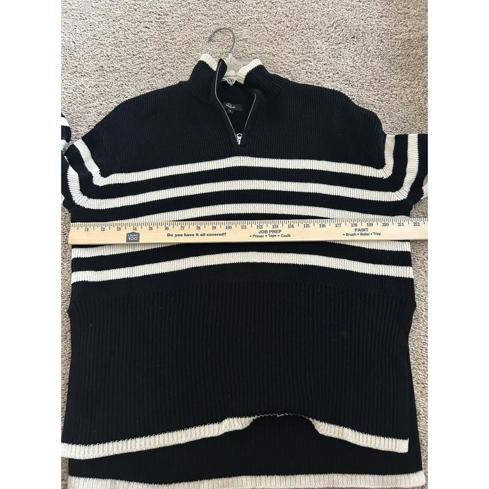 Rails Tessa Sweater Wool & Cotton Striped Onyx Ivory Stripe Preppy Size Small - Image 7