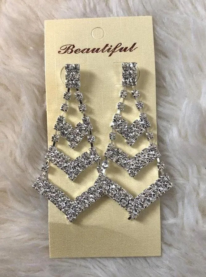 Formal Statement Earrings Silver - Image 3