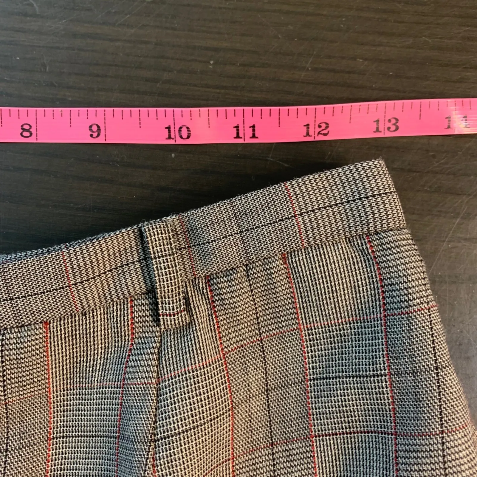 VTG CARLISLE Plaid Wool Blend Retro Trouser 8 Gray Red Classic Career Pants READ - Image 6