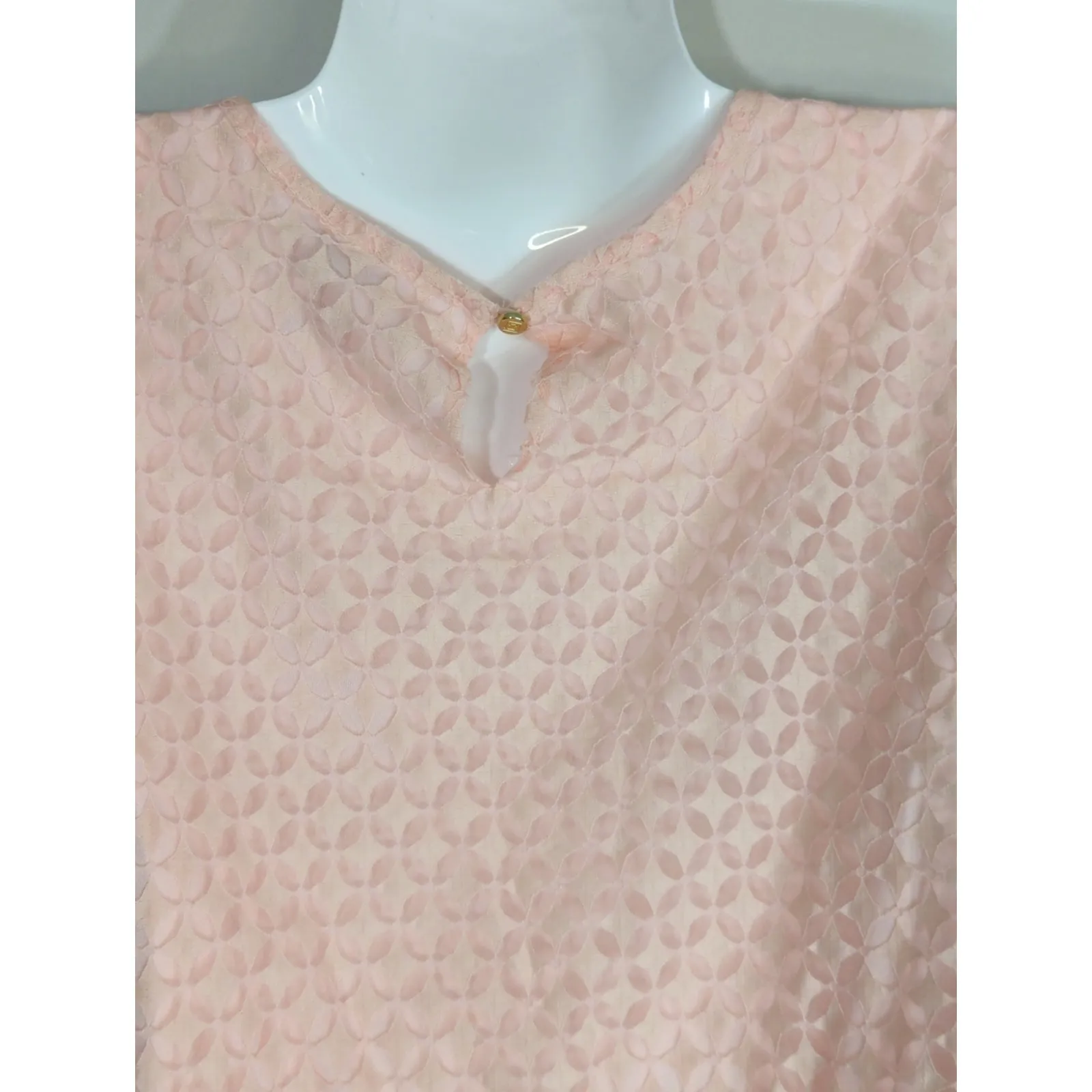 Liz Claiborne Pink Cutout Keyhole Front Sleeveless Top Boho Coastal‎ Grandma XXL - Image 6