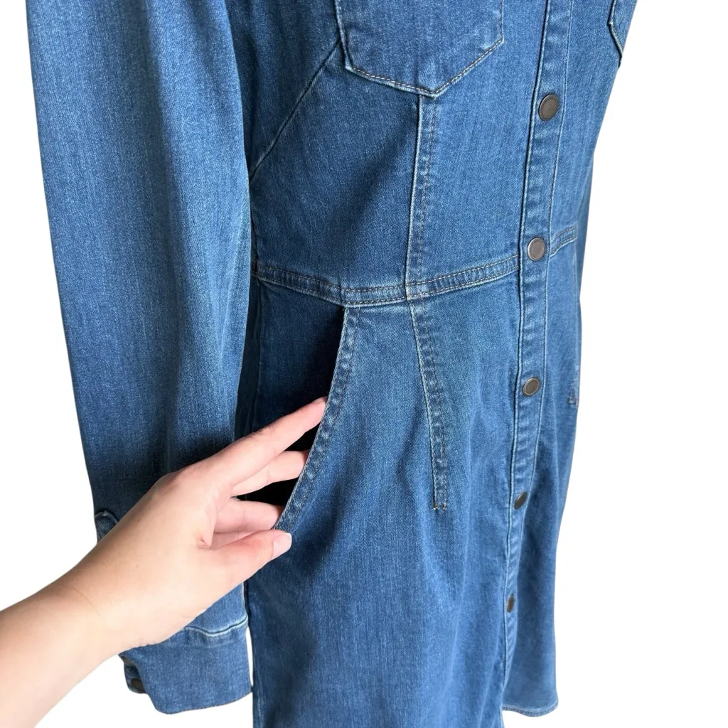 Free People Dynomite Denim Mini Shirt Dress Medium Wash Blue Sz S NWT - Image 6