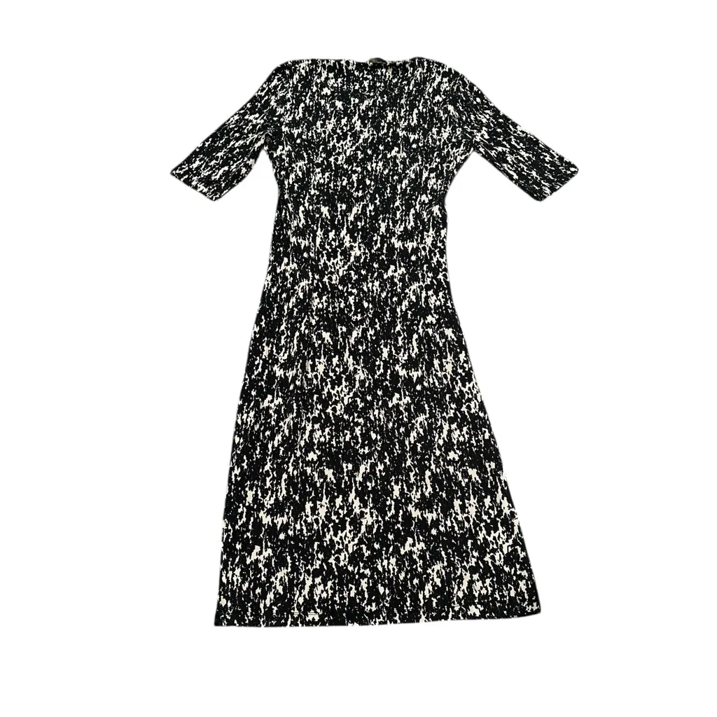 HOBBS LONDON Black White Short Sleeve Pullover Round Neck Midi Dress 6 - Image 3