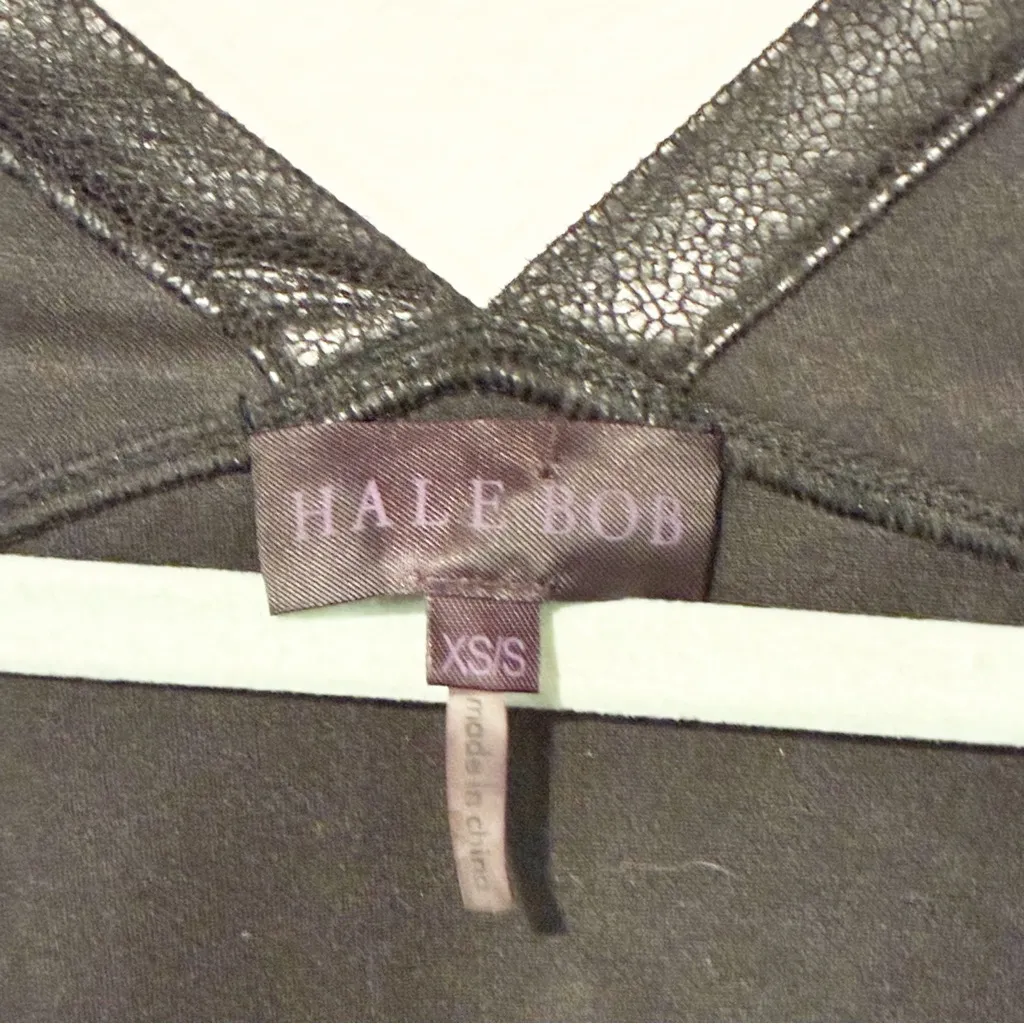 Hale Bob Black Suede Poncho with Faux Leather Fringe Lace Up Size XS/Small - Image 4